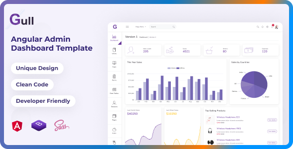 Gull – Angular 18+ Admin Dashboard Template