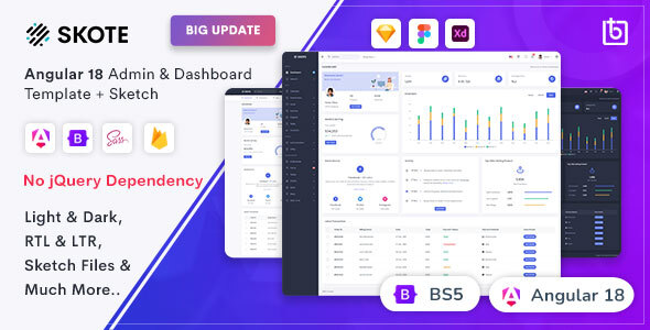 Skote – Angular 18 Admin & Dashboard Template + Sketch