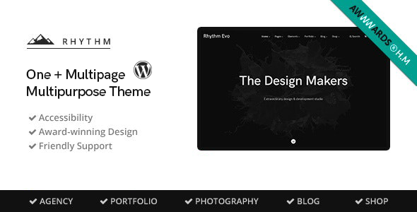 Rhythm – Clean Minimalist One & Multipage WordPress Theme