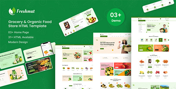 Freshmat – Grocery & Organic Food Store HTML Template