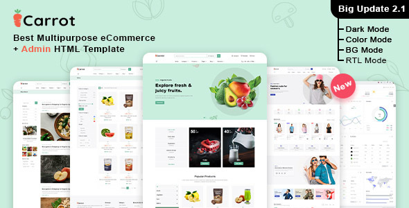 Carrot – Multipurpose eCommerce + Admin HTML Template