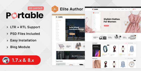 Portable – MegaStore Prestashop 1.7 & 8.x Responsive Theme