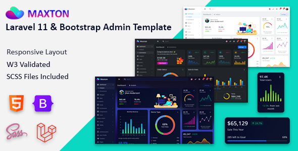 Maxton – Laravel 11, Yii, CodeIgnitor Admin & Dashboard Template