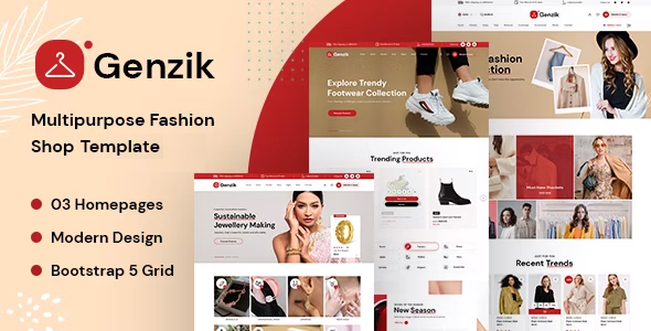 Genzik – Clean Fashion Ecommerce Site Template