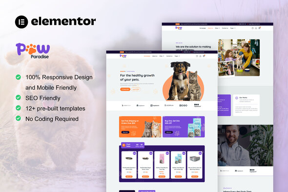 PawParadise – WooCommerce Pet Shop Elementor Template Kit