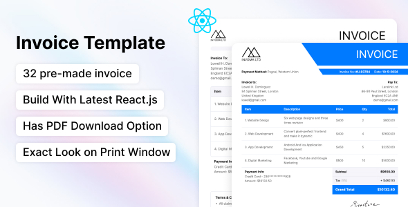 Invoma – Invoice ReactJS Template