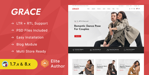 GRACE – Minimal Fashion Store Prestashop 1.7 & 8.x Responsive Theme