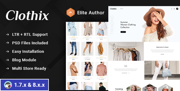 Clothix – Minimal Fashion Store Prestashop 1.7 & 8.x Responsive Theme