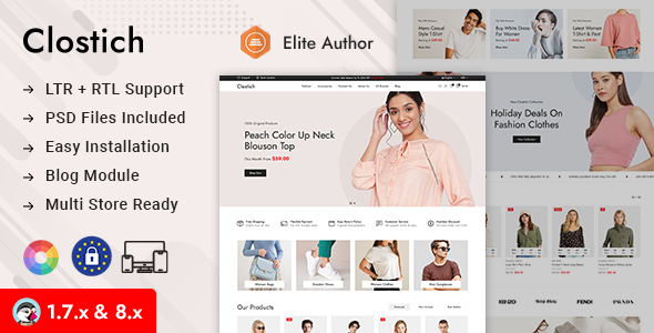 Clostich – Apparel Fashion Store Prestashop 1.7 & 8.x Responsive Theme