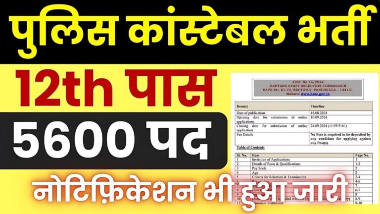 Haryana Police Constable Recruitment 2024 Notification Out 5600 Posts [Career]