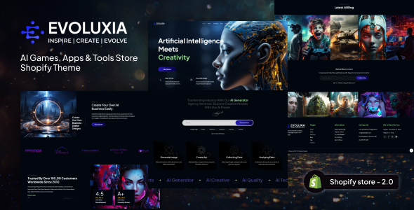 Evoluxia – AI Games, Apps & Tools Store Shopify Theme