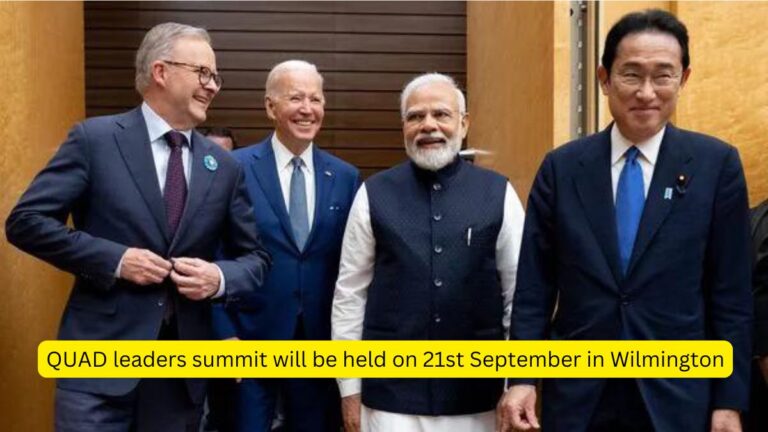 QUAD leaders summit will be held on 21st September in Wilmington [Current Affairs]