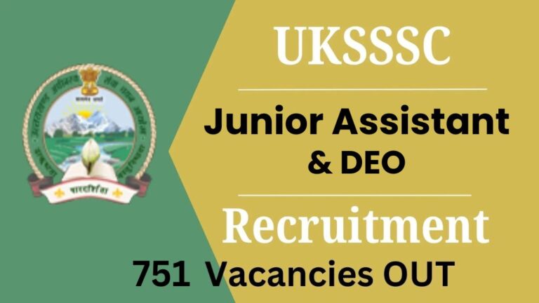 UKSSSC Junior Assistant and DEO Recruitment 2024 [Career]