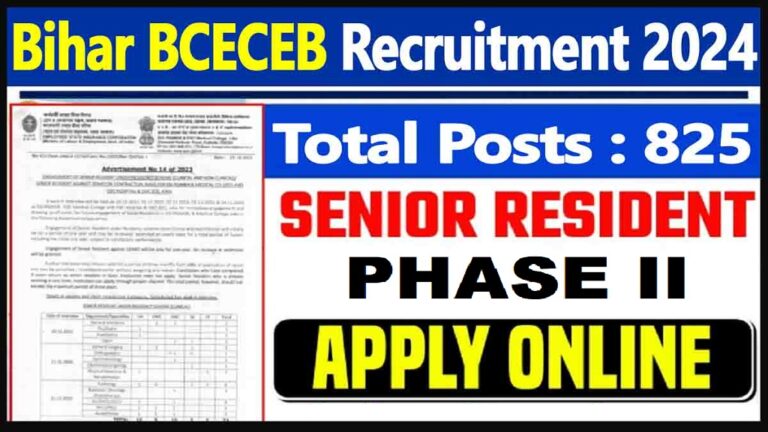 BCECE Bihar Senior Resident/ Tutor Recruitment 2024 Apply For 273 Post [Career]