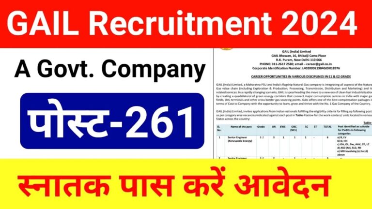 GAIL Recruitment 2024: Notification Out Apply For 261 Posts [Career]