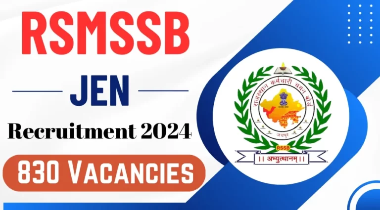 RSMSSB JE Recruitment 2024 Out Apply for 830 Junior Engineer [Career]