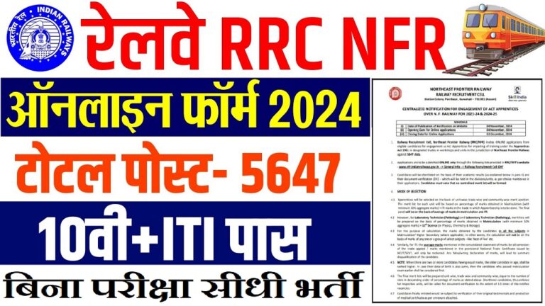 RRC NFR Sarkari Result Recruitment Notification 2024 Out for 5647 Post [Career]