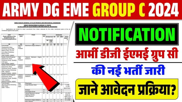 Indian Army DG EME Group C Offline Form 2024 [Career]